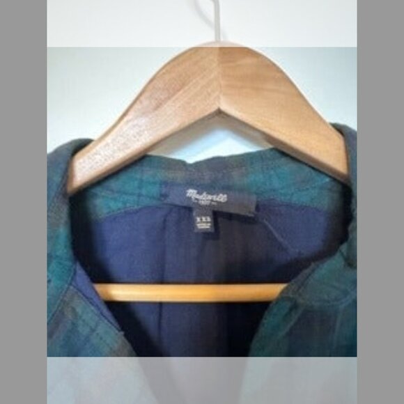 Madewell Green Plaid Shirt Dress, Size XXS - Picture 2 of 9